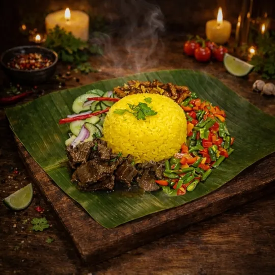 Vanaf 16.00 uur: Rendang - Gele rijst